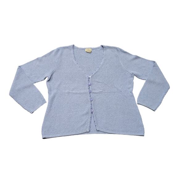 Sigrid Olsen Sport Bluish Purple Linen Button Up Cardigan Long Sleeve Sweater - Picture 1 of 7